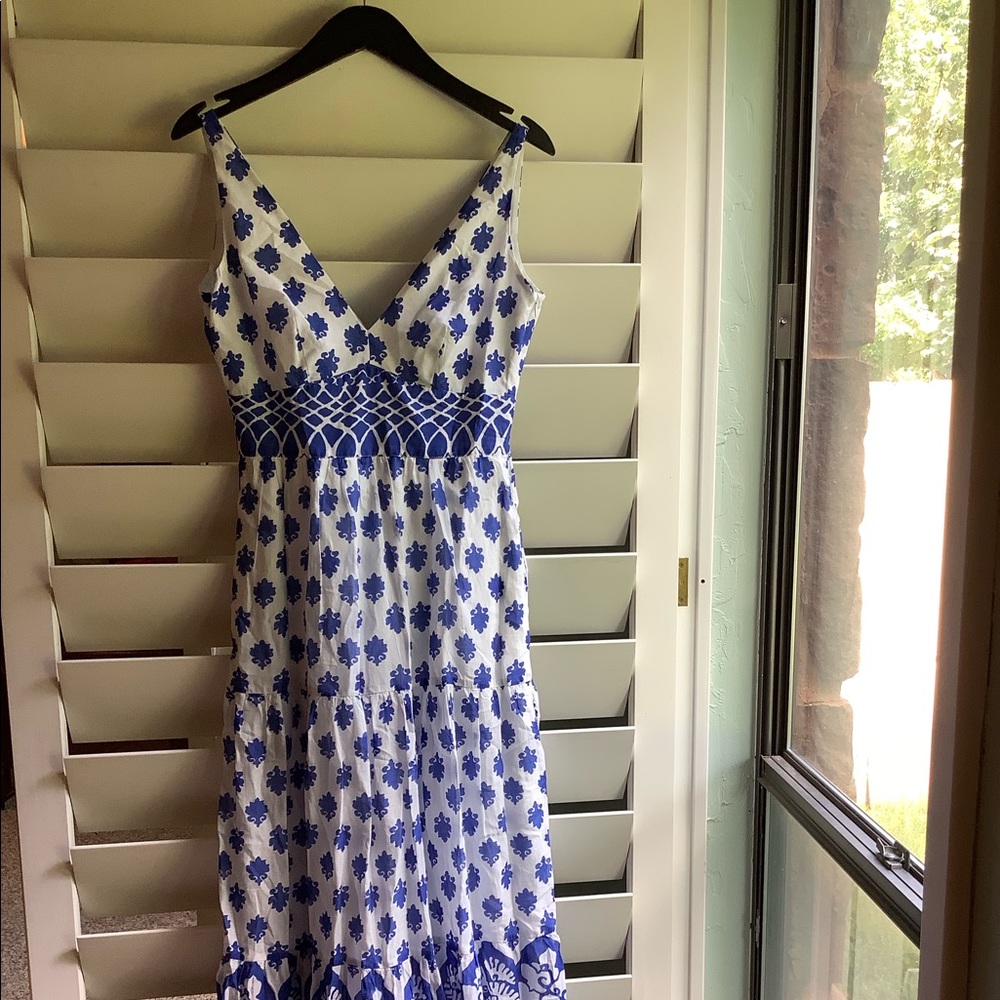 Blue & white maxi dress